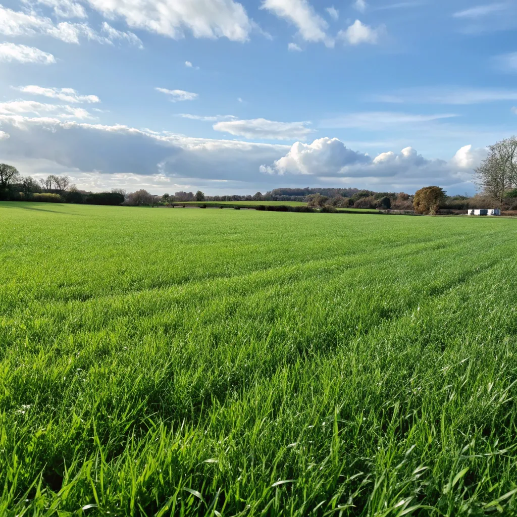 Lush green field after treatment